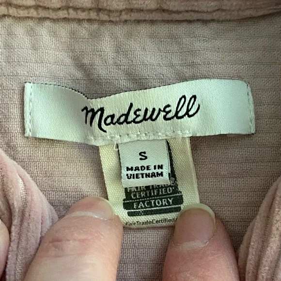 Madewell Pink Ribbed Soft Corduroy Yorkway Oversized Shirt-Jacket Shacket Sz S - Picture 4 of 12